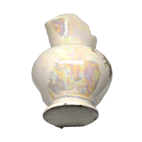 Opalescent 5 7/8" Small Porcelain Pink Roses Vanity Pitcher & Wash Basin Set Vtg - Picture 9 of 12